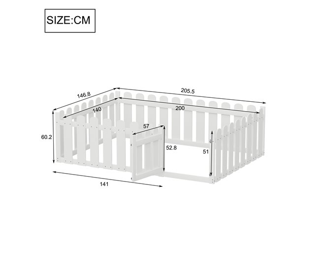 Conforama Cama Infantil De Madera 140x200cm - Con Barrera De Seguridad - Blanco