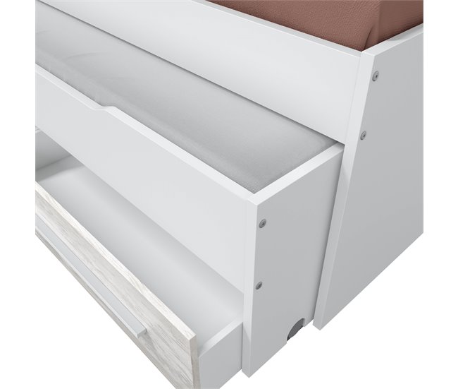 Conforama Cama Juvenil Doble DUO Con 2 Cajones Y 2 Estanterias