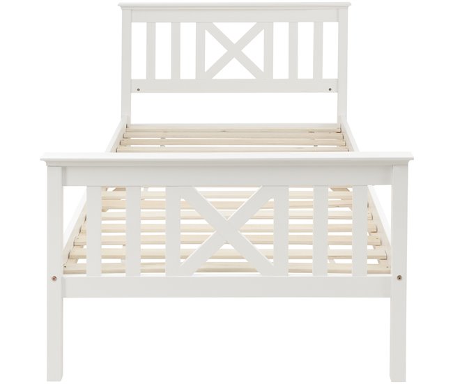 Conforama Cama Juvenile Cama Individual De Madera De Pino 90x200cm En Forma De X Blanco