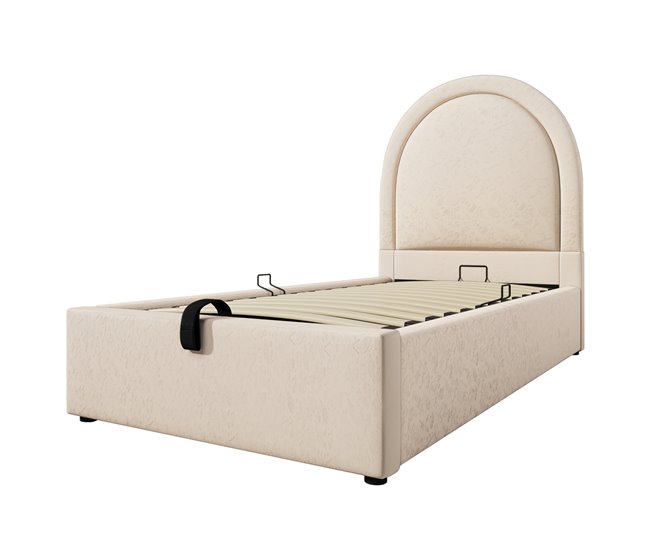 Conforama Cama Juvenile Cama Individual De Poliuretano 90x200cm Con Almacenaje En Forma De Arco De Medio Punto Beige