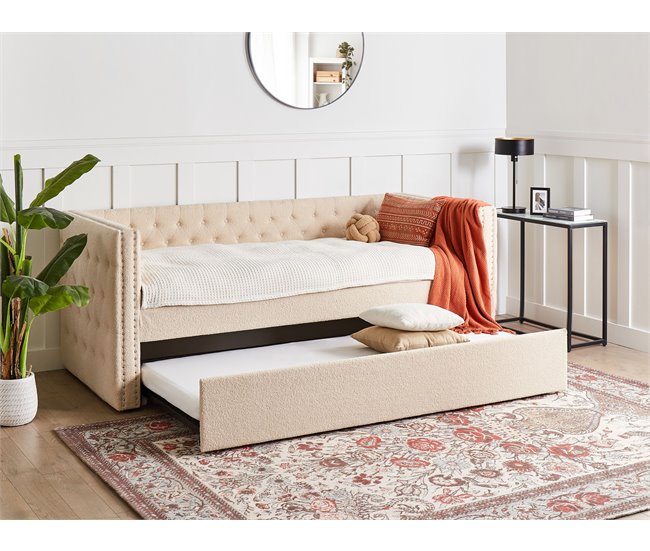 Conforama Cama Nido De Bouclé Beige 90 X 200 Cm GASSIN