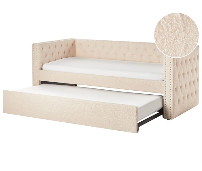 Conforama Cama nido de bouclé beige 90 x 200 cm GASSIN