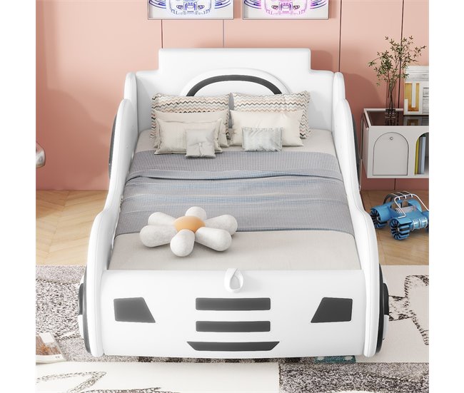 Conforama Cama Para Coche - Cama Baúl De Piel Sintética 90x200 Cm Con Somier - Blanco