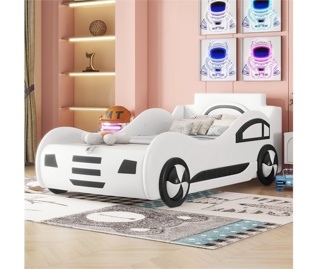Conforama Cama Para Coche - Cama Baúl De Piel Sintética 90x200 Cm Con Somier - Blanco