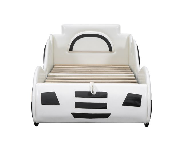 Conforama Cama para coche - Cama baúl de piel sintética 90x200 cm con somier - Blanco