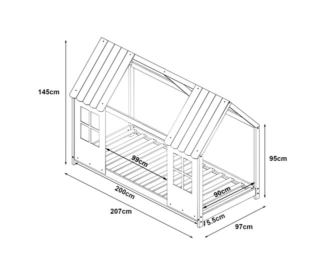 Conforama Cama Para Niños Tostedt Con Colchón 90x200 Cm - Madera/Blanco [en.casa]