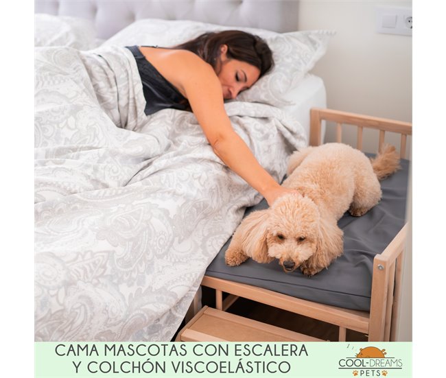 Conforama Cama Para Perro Gato Mascota. Elevada De Madera Con Escalón Para Acceder. Con Colchón De Espuma Viscoelástico Ortoflex. 2 Alturas. Faunatic Ortoflex
