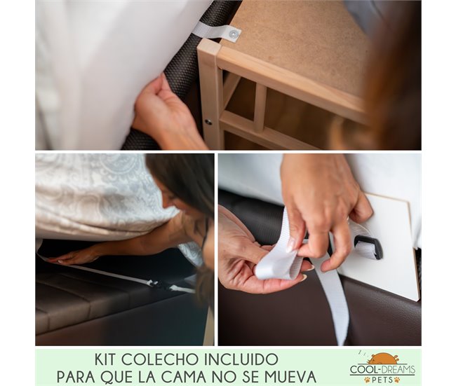 Conforama Cama Para Perro Gato Mascota. Elevada De Madera Con Escalón Para Acceder. Con Colchón De Espuma Viscoelástico Ortoflex. 2 Alturas. Faunatic Ortoflex