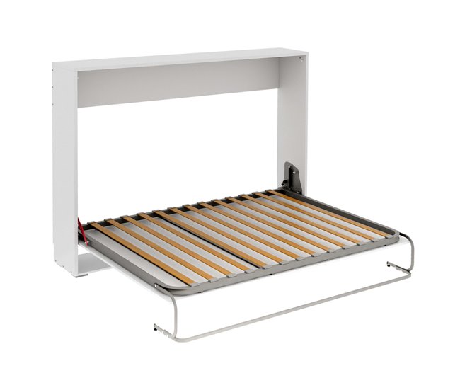 Conforama Cama Plegable Dormitorio Juvenil Cama De Invitados Abatible Horizontal Color Blanco Mate 135x190 Cm
