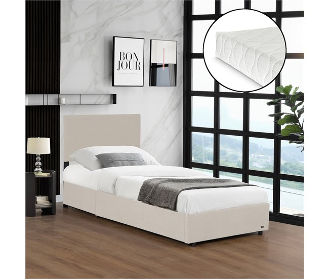 Conforama Cama Tapizada Juva Con Colchón 90x200cm - Beige Corium