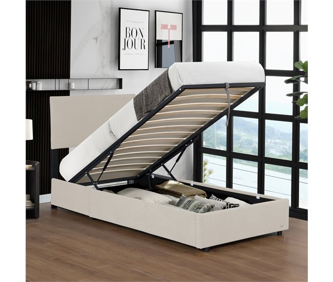 Conforama Cama Tapizada Juva Con Colchón 90x200cm - Beige Corium