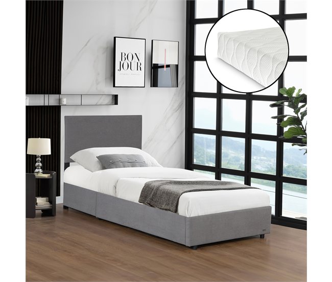 Conforama Cama Tapizada Juva Con Colchón 90x200cm - Gris Corium