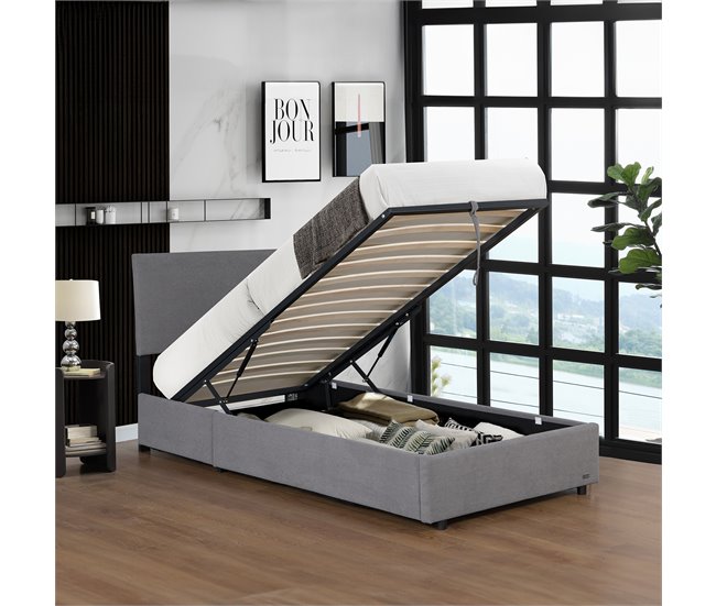 Conforama Cama Tapizada Juva Con Colchón 90x200cm - Gris Corium