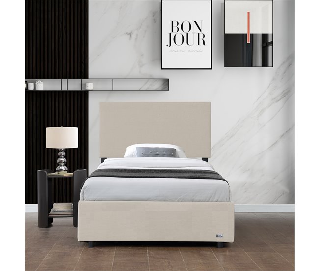 Conforama Cama Tapizada Juva Con Somier Abatible 90x200cm - Beige Corium