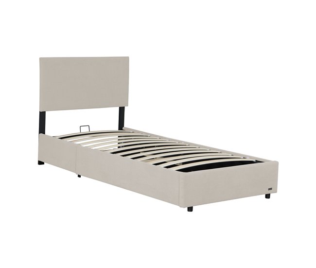 Conforama Cama tapizada Juva con somier abatible 90x200cm - Beige Corium
