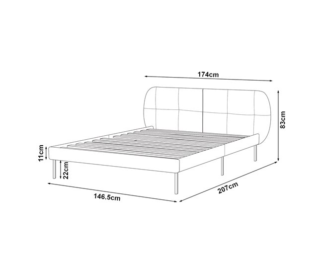 Conforama Cama Tapizada Porvoo Con Cabecero Somier Terciopelo Con Colchón 140x200cm - Beige [en.casa]