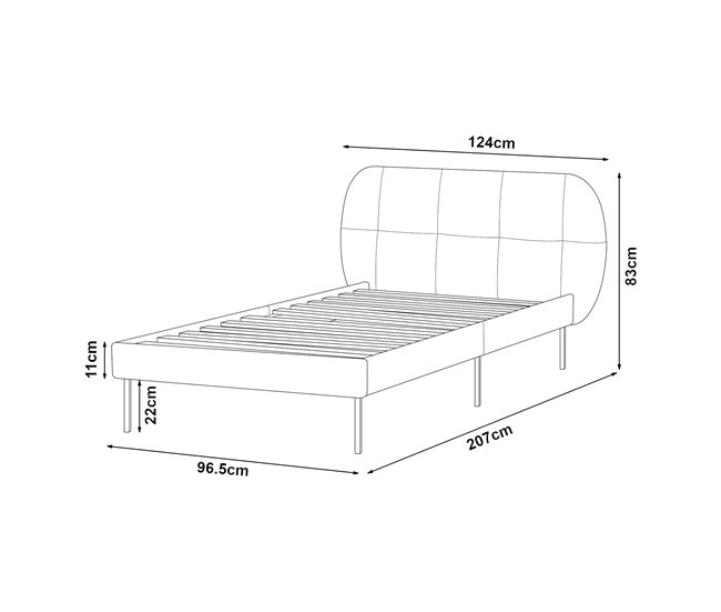 Conforama Cama Tapizada Porvoo Con Cabecero Somier Textil 90x200cm - Gris [en.casa]