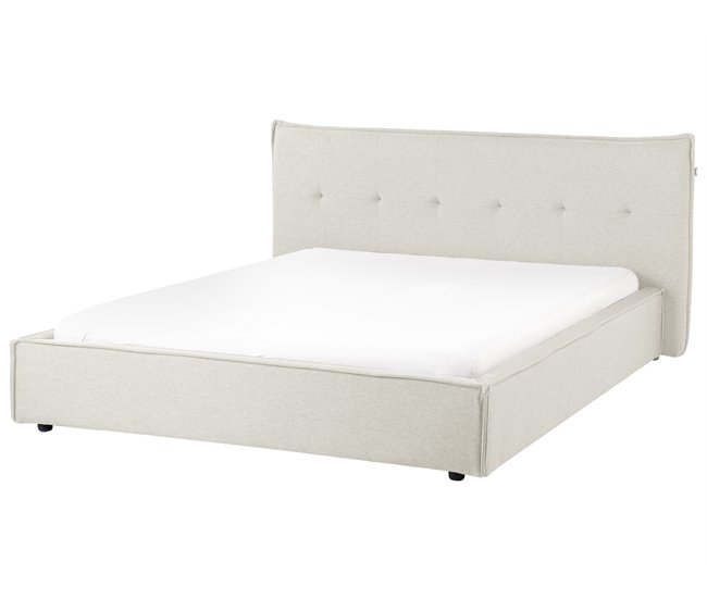 Conforama Cama Tela LESTRE 160 x 200 cm Blanco crema