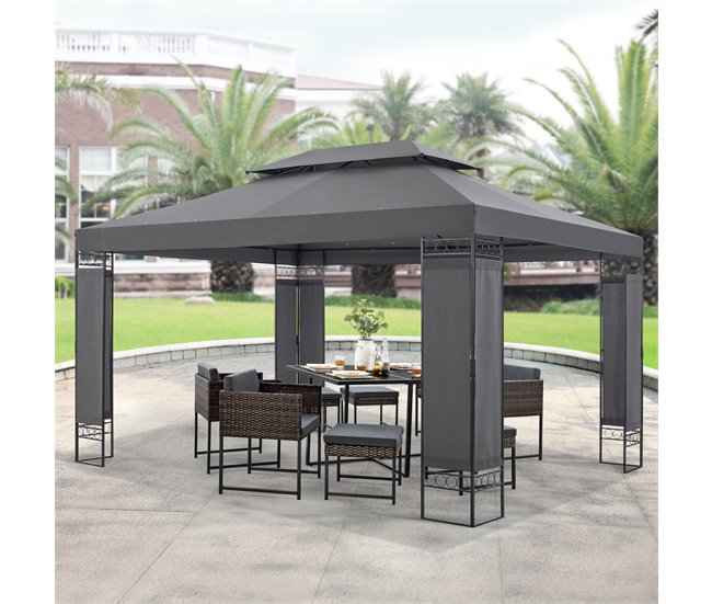 Conforama Carpa De Recepción Lanciano Acero Poliéster 400 X 300 X 265 Cm Gris Oscuro [en.casa]
