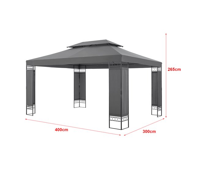 Conforama Carpa De Recepción Lanciano Acero Poliéster 400 X 300 X 265 Cm Gris Oscuro [en.casa]