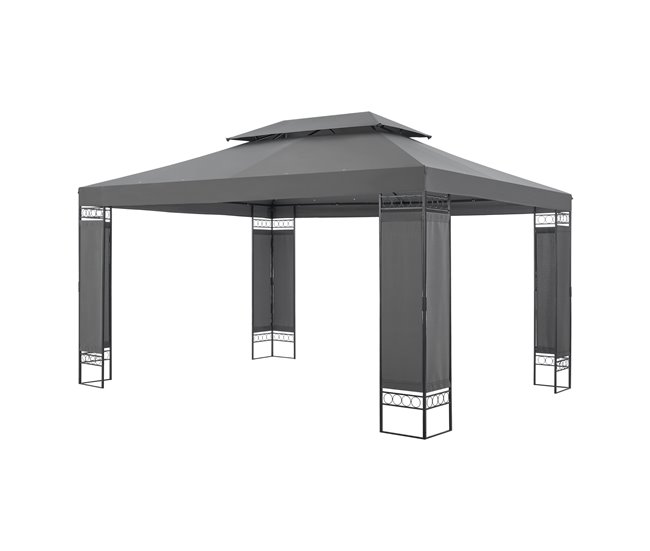 Conforama Carpa de recepción Lanciano acero poliéster 400 x 300 x 265 cm gris oscuro [en.casa]