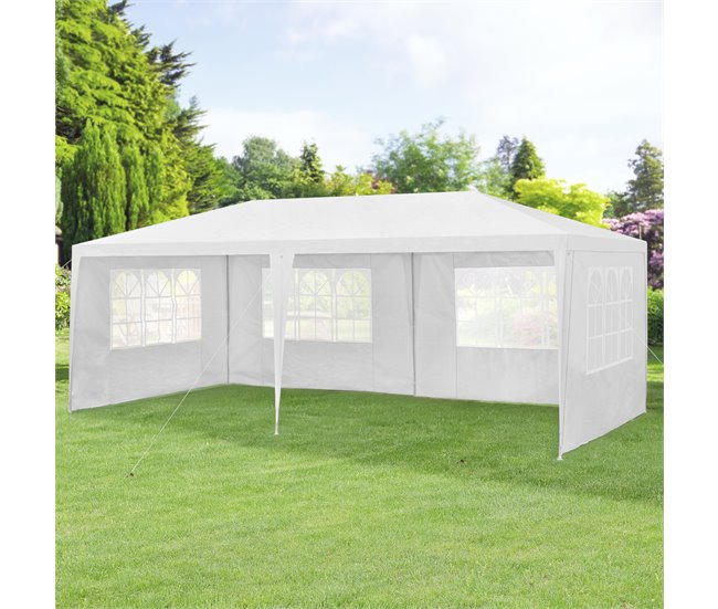 Conforama Carpa Pabellón Para Jardín Wedau Metal 600 X 300 X 255 Cm Blanco [casa.pro]