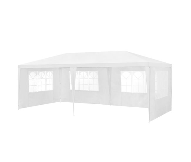 Conforama Carpa Pabellón Para Jardín Wedau Metal 600 X 300 X 255 Cm Blanco [casa.pro]