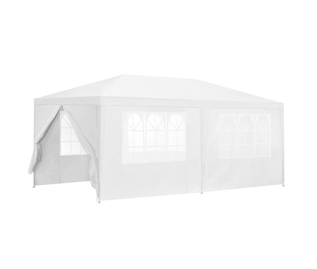Conforama Carpa Pabellón para jardín Wedau metal 600 x 300 x 255 cm blanco [casa.pro]