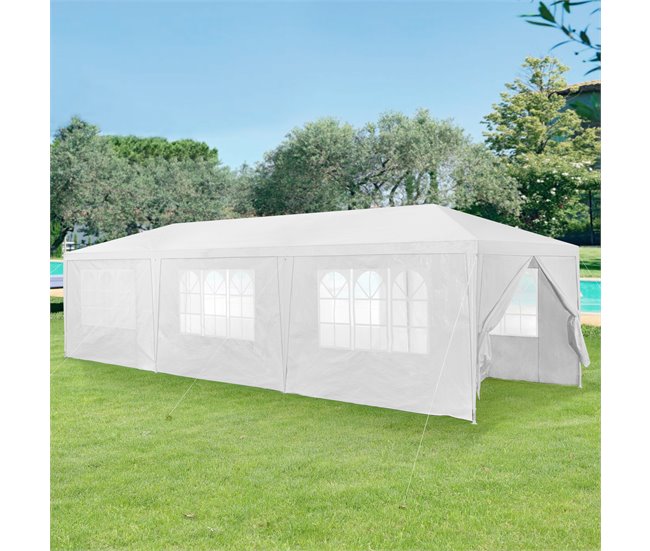 Conforama Carpa Pabellón Para Jardín Wedau Metal 900 X 300 X 255 Cm Blanco [casa.pro]