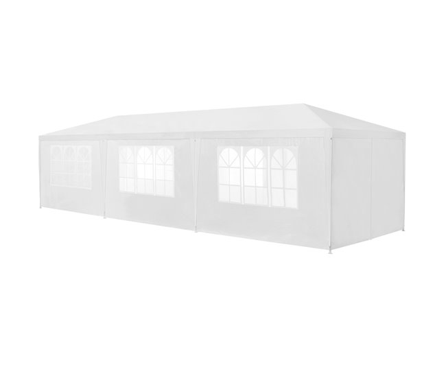 Conforama Carpa Pabellón Para Jardín Wedau Metal 900 X 300 X 255 Cm Blanco [casa.pro]