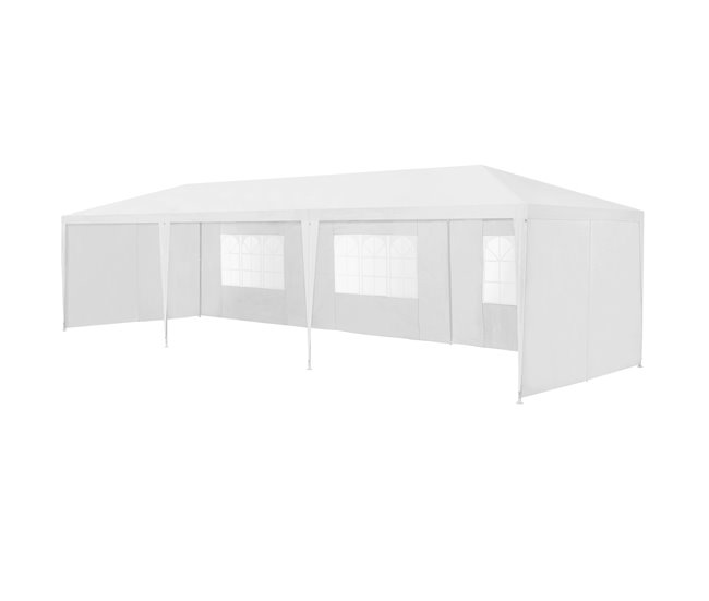 Conforama Carpa Pabellón para jardín Wedau metal 900 x 300 x 255 cm blanco [casa.pro]