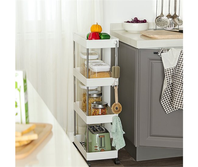 Conforama Carrito Con Ruedas De 4 Niveles Blanco - L40 X H86 Cm