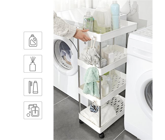 Conforama Carrito Con Ruedas De 4 Niveles Blanco - L40 X H86 Cm