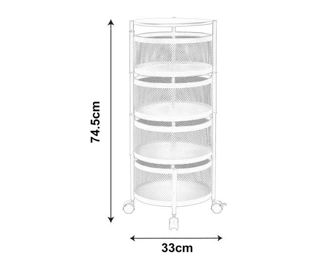 Conforama Carrito De Cocina Steigen Con 4 Cestas Redondas Acero 75xØ33cm - Negro [en.casa]