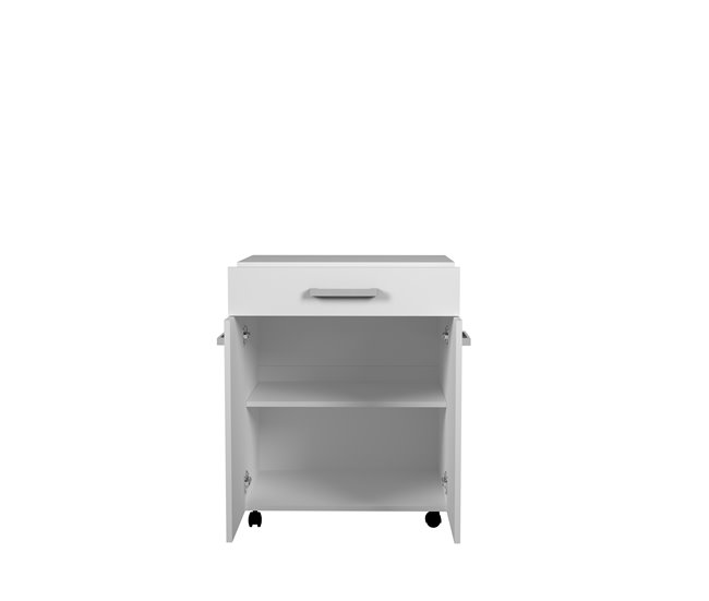 Conforama Carrito Microondas UNO De 60cm 2 Puertas Y 1 Cajón Blanco Mate