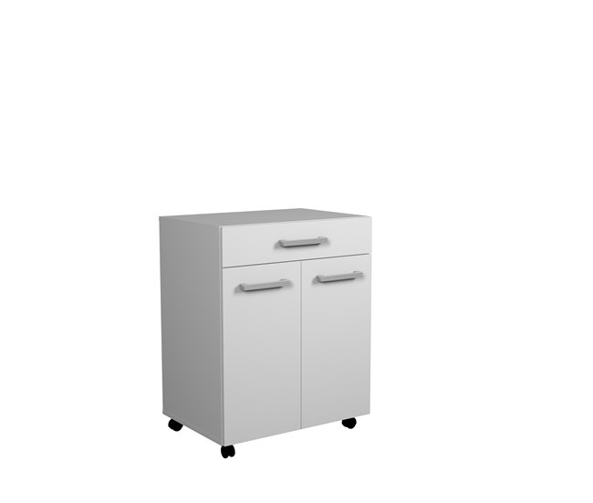 Conforama Carrito Microondas UNO De 60cm 2 Puertas Y 1 Cajón Blanco Mate