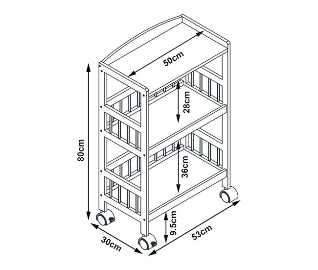 Conforama Carro De Servicio Huddinge 3 Niveles Bambú 80x53x30cm - Natural [en.casa]