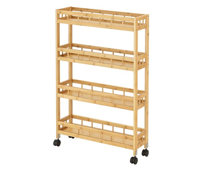 Conforama Carro De Servicio Pyhäjoki Con Ruedas Bambú/plástico 96 X 60 X 18 Cm Natural [en.casa]