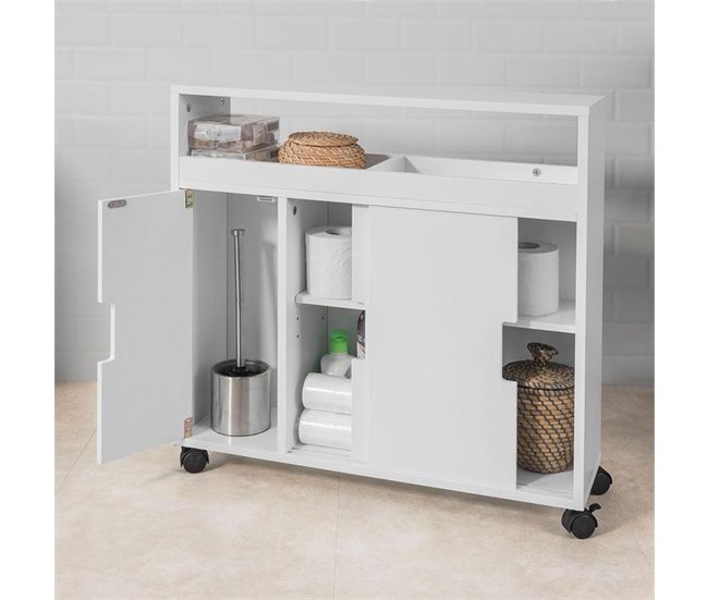 Conforama Carro Multiuso Con Ruedas Para Baño Mueble Auxiliar Baño 2 Estantes Y 2 Bandejas BZR02-W SoBuy ES