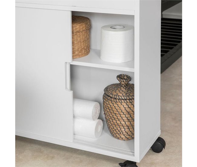 Conforama Carro Multiuso Con Ruedas Para Baño Mueble Auxiliar Baño 2 Estantes Y 2 Bandejas BZR02-W SoBuy ES