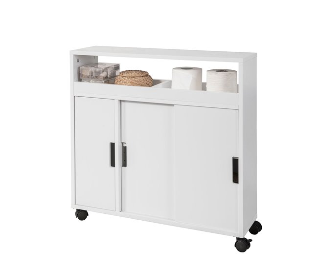Conforama Carro Multiuso Con Ruedas Para Baño Mueble Auxiliar Baño 2 Estantes Y 2 Bandejas BZR02-W SoBuy ES