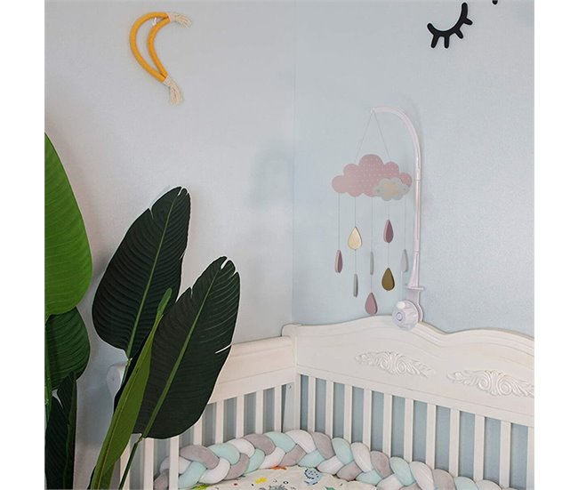 Conforama Carrusel Para Cuna Atmosphera Nubes Rosa Madera MDF