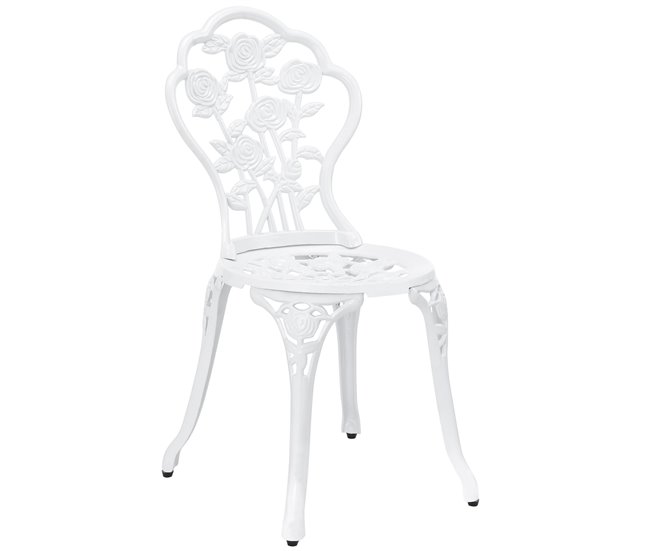 Conforama [casa.pro] Set Bistro Aluminio Fundido Mesa + 2 Sillas Look Antiguo Muebles Para Terraza Balcón - Blanco
