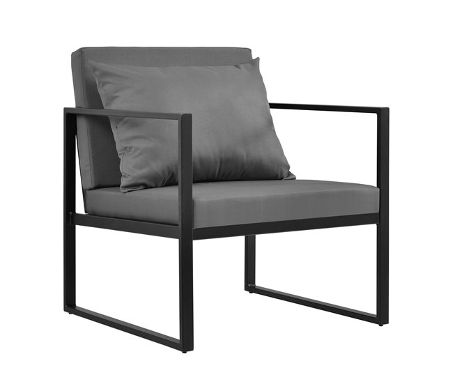 Conforama [casa.pro] Set De Muebles De Jardín 2 X Sillas De Jardín Sofá Mesa De Centro De Vidrio - Negro