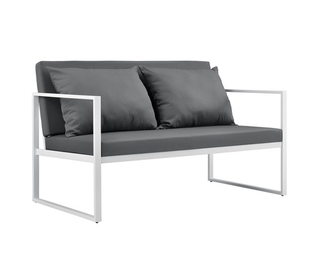 Conforama [casa.pro] Sofá de jardín para exterior con cojín 70 x 114 x 60 cm - Blanco
