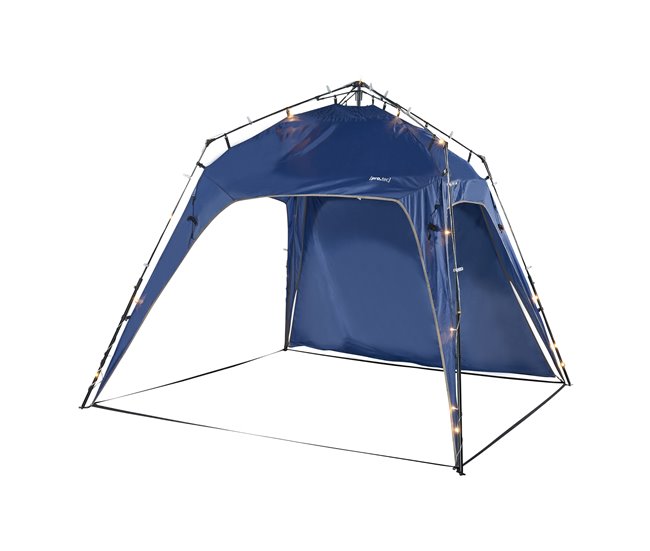Conforama Cenador de jardín con LED Barendrecht con módulo solar 250x250x190 cm - Azul [pro.tec]