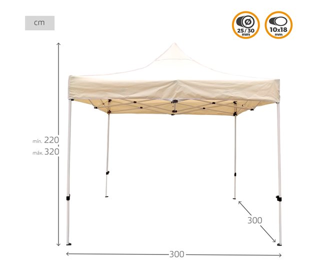 Conforama Cenador Plegable Y Ajustable En Altura 300x300 Cm Crema Aktive