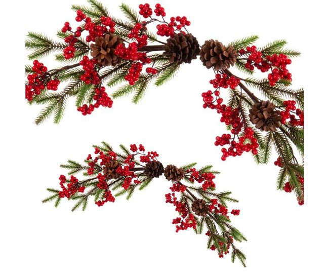 Conforama Centro De Mesa Navidad Rojo Multicolor Plástico Foam Piñas 70 Cm