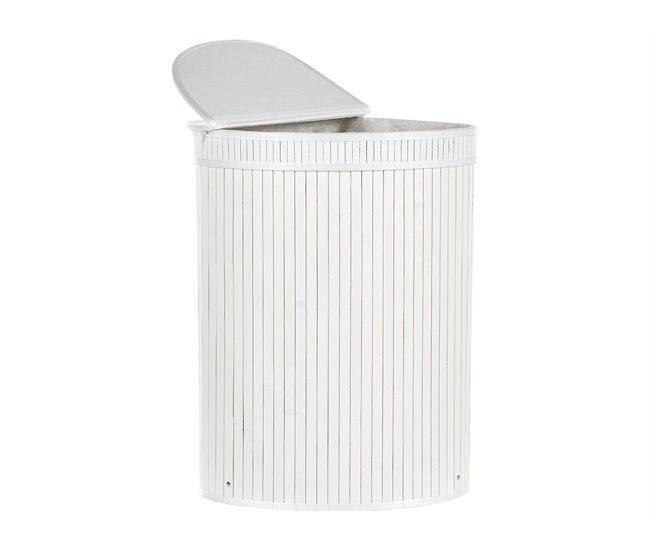 Conforama Cesta De Madera De Bambú Blanca 60 Cm BADULLA