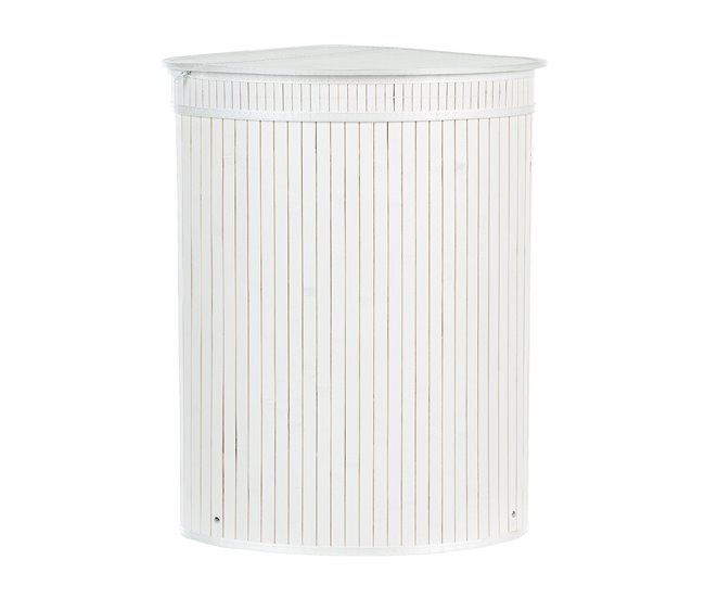 Conforama Cesta De Madera De Bambú Blanca 60 Cm BADULLA